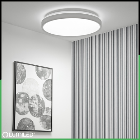 LED-Deckenleuchte Aufbaumontage 24W 4000K CELIS Rund IP44 Weiß Ring ALS LUMILED