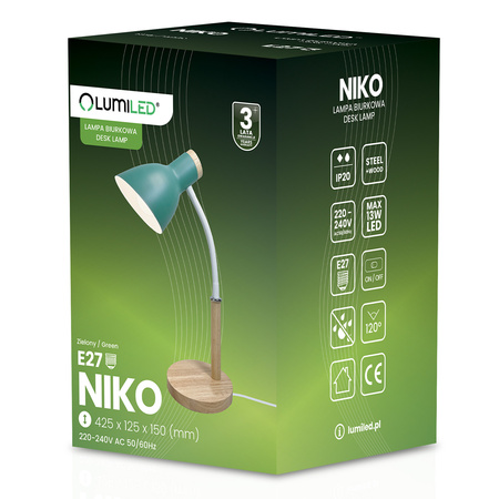 Schreibtischlampe Schule Zeichentisch Dekorativ E27 NIKO Grün Lumiled