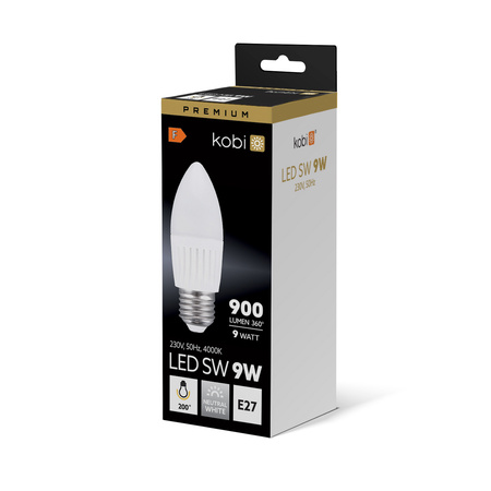 LED-Lampe E27 Kerze 9W 900lm 4000K Neutral 200° Premium Kobi