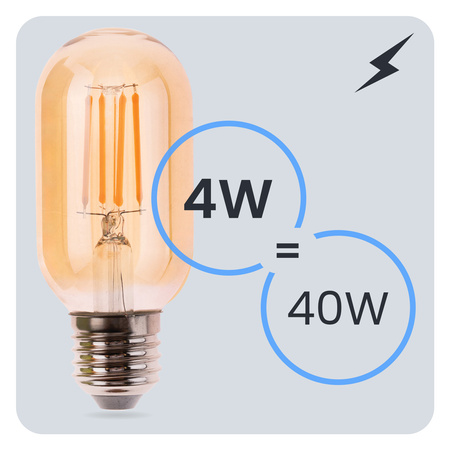 LED-Lampe E27 T45 4W = 40W 470LM 2000K warmweiß 360° Filament Amber LUMILED