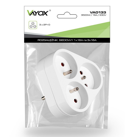 Elektrischer Netzverteiler 3x 2P+0 Dieb 3 Steckdosen mit Erdung VAYOX