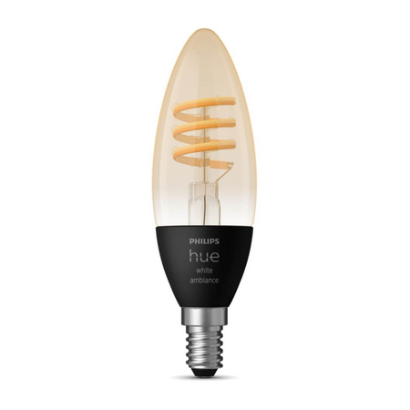 LED-Glühbirne Kerze E14 B40 4.6W CCT PHILIPS HUE Weiß & Ambiance Filament Bluetooth Zigbee