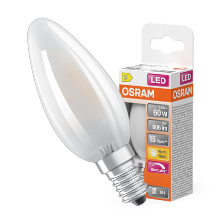 LED Leuchtmittel E14 B35 5,5W = 60W 806lm 2700K Warm 300° OSRAM SUPERSTAR Filament Dimmbar
