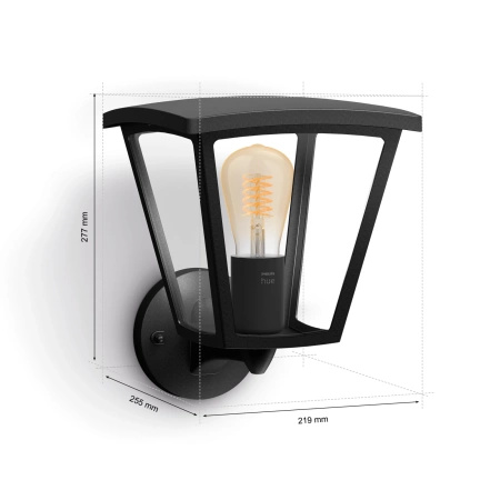 INARA E27 IP44 LED-Fassadenlaterne Gartenlampe Schwarz PHILIPS HUE