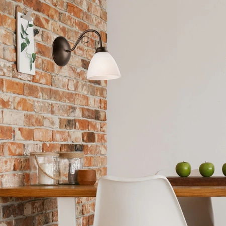 Wandleuchte ADELLE E27 Weiß Braun Klassisch KM-1.6 Lamkur