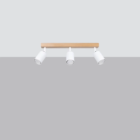 VERDO 3L 3xGU10 Weiß Holz Modern SOLLUX Deckenleuchte
