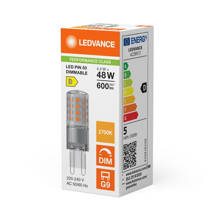 LED-Kapsel-Glühbirne G9 4.4W = 48W 600lm 2700K Warm 320° Dimmbar Ledvance