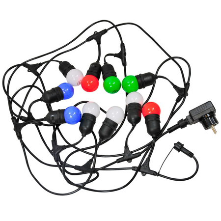 Outdoor Garten Girlande Lichterkette PARTY 5,6m 10xE27 bunt RGB 6W GOLDLUX (Polux)