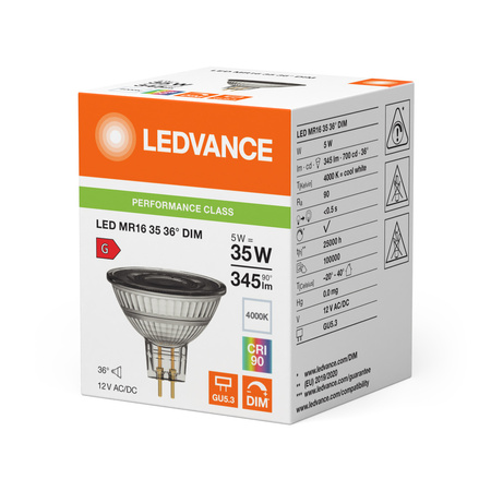 LED Lampen MR16 GU5.3 5W = 35W 345lm 4000K Neutralweiß 12V FILAMENT DIAMOND LEDVANCE