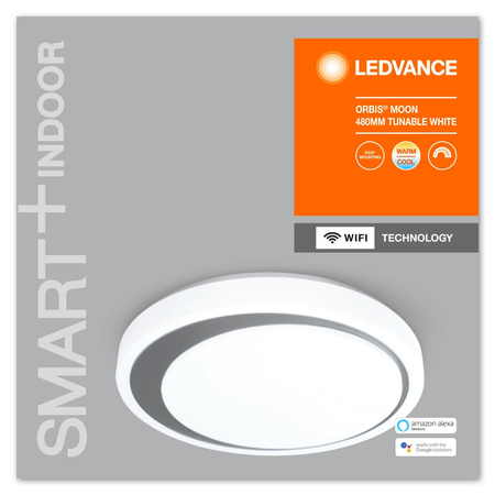 Plafon LED Deckenleuchte grau ORBIS Moon 32W 3300lm warm-kalt 48cm SMART+ WiFi LEDVANCE