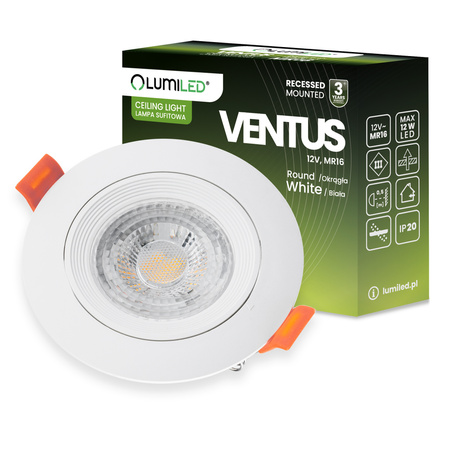 Einbaustrahler GU10, MR16 Einbauspot HALOGEN Runde beweglich Weiß VENTUS LUMILED