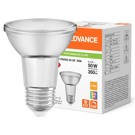 LED Lampen PAR20 E27 6.4W = 50W 350lm 2700K Warmweiß FILAMENT DIMMABLE LEDVANCE