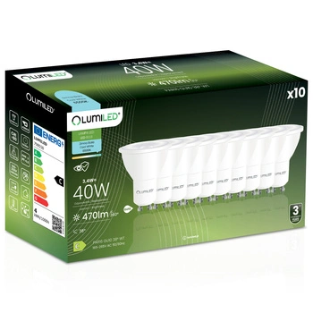 10x LED-Glühbirne GU10 Reflektor PAR16 3.4W = 40W 470LM 6500K Kalt 38° LUMILED