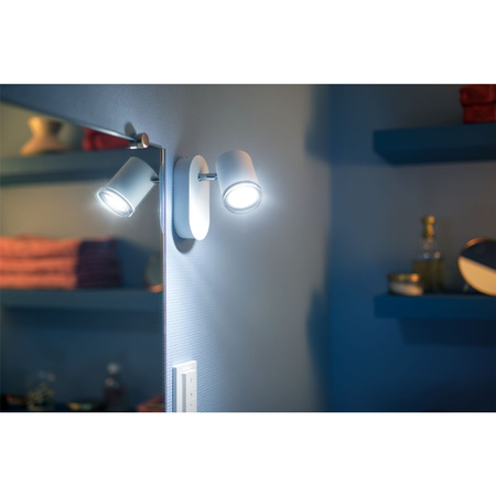 Badezimmer Spot LED-Wandleuchte Spot Adore Weiß 5W IP44 CCT PHILIPS HUE Bluetooth + Dimmschalter
