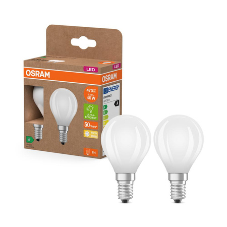 2x LED-Lampe P45 Ball E14 2.2W = 40W 470lm 2700K Warm 330° 214lm/W CLASSIC ENERGY EFFICIENCY Osram