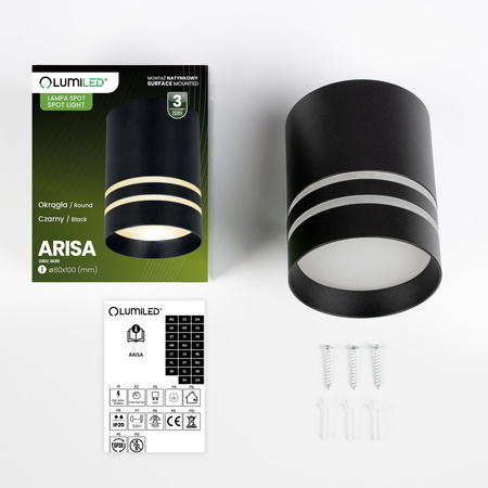 Oberflächenmontage HALOGEN Spot Tuba ARISA GU10 LUMILED Rund Schwarz 80 mm