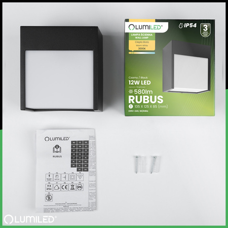 Garten-Wandleuchte LED Außenwandleuchte IP54 12W 3000K RUBUS LUMILED