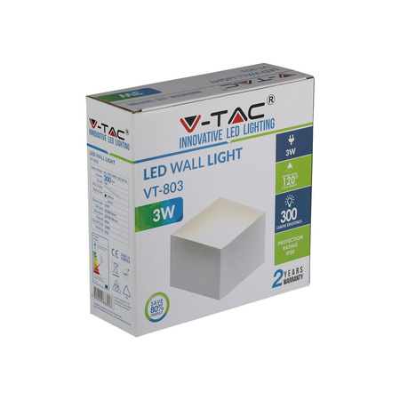 LED-Fassadenwandleuchte 3W 4000K IP20 Wandleuchte Weiß SAMSUNG CHIP VT-803 V-TAC