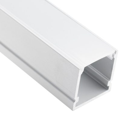 Anodisiertes Aluminium LED-Profil KM38 mit Milchglasabdeckung und Endkappen, 1m Silber LUMILED