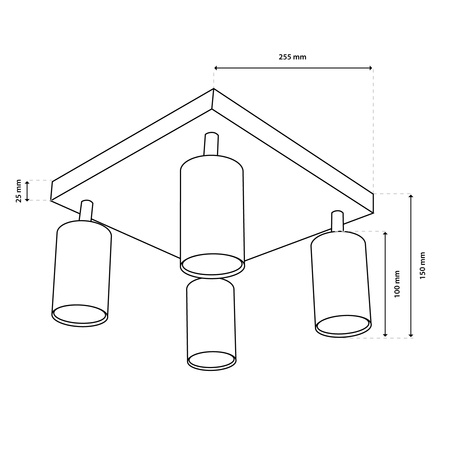 Deckenleuchte Plafond SPOT TUBA Reflektor Halogen Leuchte 4x GU10 TABULA LUMILED