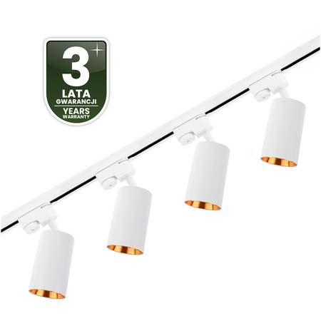 2m Stromschiene + 4x Schienenstrahler GU10 Weiß-Gold SAGI LUMILED