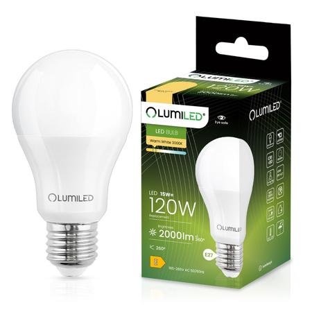 6x LED Lampen E27, Glühbirne A65 15W = 120W 2000lm 260° 3000K warm LUMILED