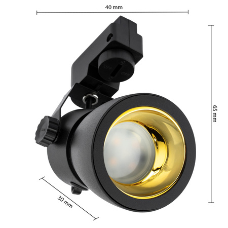GU10 GOLDI Schienenleuchte Schwarz und Gold für einphasige Stromschienen
