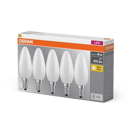 5x LED Lampen E14 B35 4W = 40W 470lm 2700K Wärme 300° OSRAM Filament