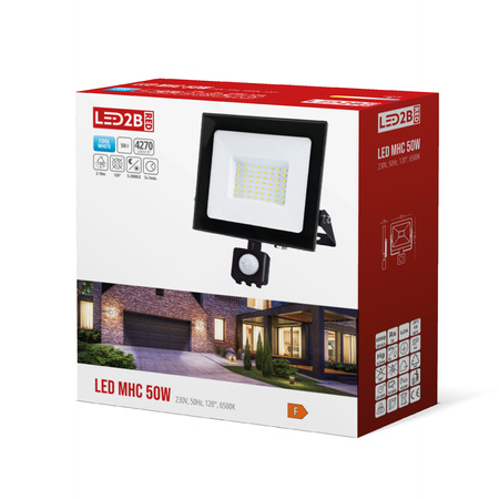 LED-Flutlicht Halogen 50W 4270lm 6500K IP65 Schwarz Bewegungsmelder MH Kobi