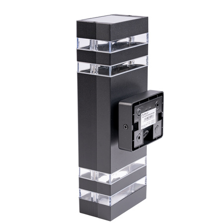 Garten Wandleuchte oben unten 2xGU10 Schwarz Bewegungs- und Dämmerungssensor IP54 PROTEA LUMILED