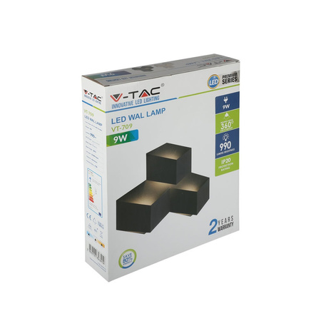 LED-Wandleuchte 9W 3000K IP20 Schwarz VT-709 V-TAC