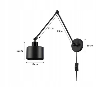 Wandsteckdose Aufbaulampe Beweglich E27 Schwarz Elza Masterled