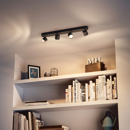 LED STAR Deckenleuchte 4x 4.5W 2700K Dimmbarer Reflektor Bewegliche Leuchte Schwarz PHILIPS