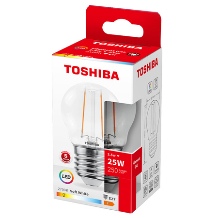 LED Lampen E27 G45 2.5W = 25W 250lm 2700K Warm Glühfaden TOSHIBA