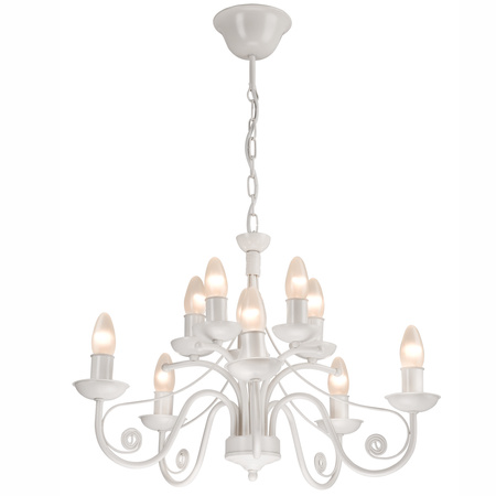 DONATO 10xE14 Kronleuchter Decke Pendelleuchte Weiß Klassisch LM-10.29 Lamkur