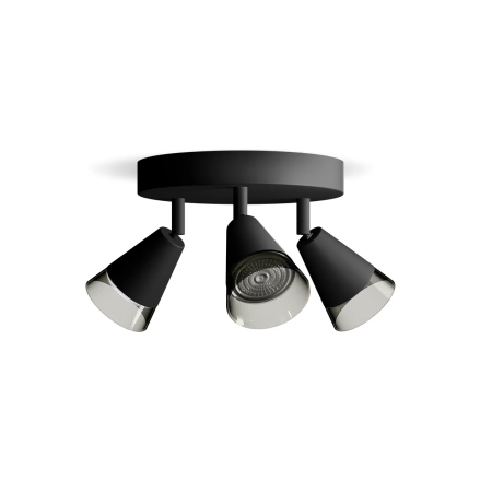 Reflektor-Deckenleuchte Aufbauleuchte Plafond 3x GU10 Schwarz Cleft Philips