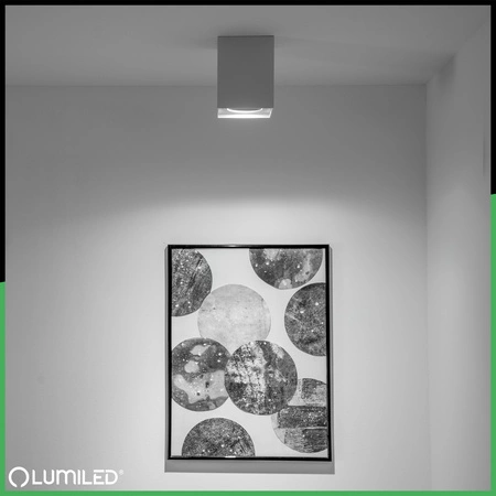 Halogen-Aufbauleuchte GU10, Aufbauspot 115mm beweglich Quadrat Weiß AMAT-L LUMILED