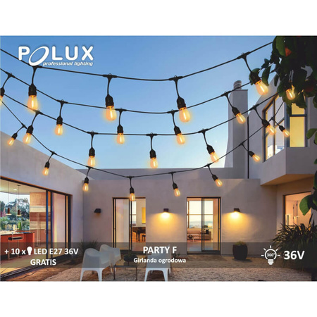 Dekorative GARTENGIRLANDE 5,6m 10xE27 Filament 6W GOLDLUX (Polux)