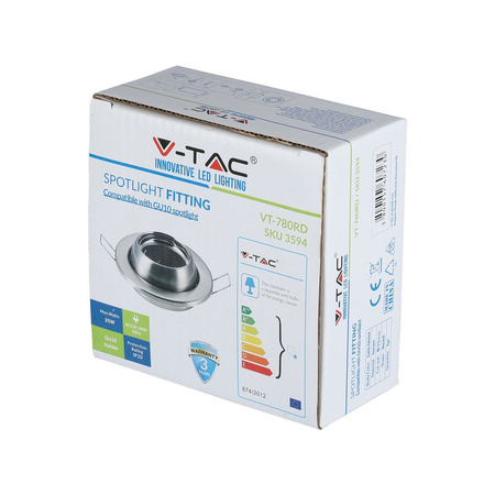 Deckenleuchte Unterputzmontage GU10-Öse rund satiniertes Nickel VT-780 V-TAC