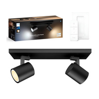 LED Spot Runner Deckenleuchte Schwarz 2x4.2W CCT PHILIPS HUE Bluetooth Zigbee + Dimmschalter