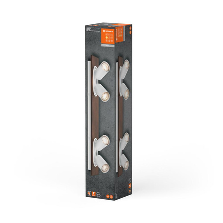 LED-Wand-Deckenleuchte LED-Reflektor 4-Punkt Dekoratives Holz 13.6W GU10 Weiß LEDVANCE