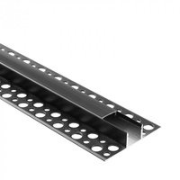 Aluminium LED-Profil für Gipskarton REGIPS Fliesenunterprofil Schwarz 2m mit Diffusor Schwarz für LED-Streifen + Endkappen GN Ecolight Serie