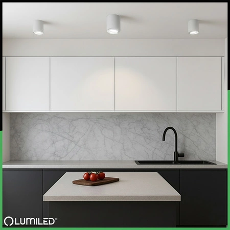 Aufputz HALOGEN Spot Tuba Beweglich LUNDO GU10 LUMILED Rund Weiß 80mm