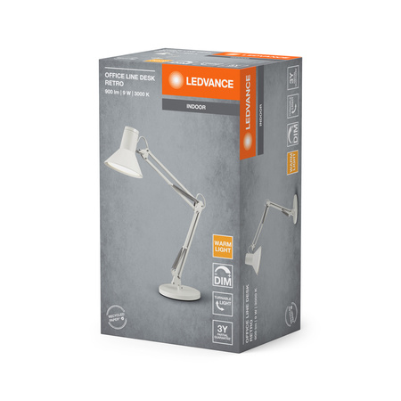 LED Tischlampe Einstellbar 9W 617lm 3000K Warm Dimmbar Weiß Büro Linie Ledvance