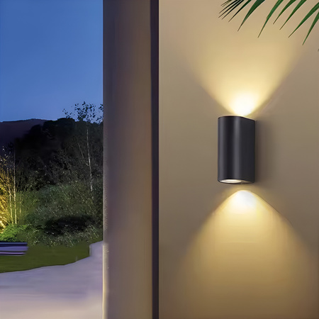 Wandleuchte Außen 2x GU10, Garten-Wandleuchte Schwarz ALLIUM LUMILED