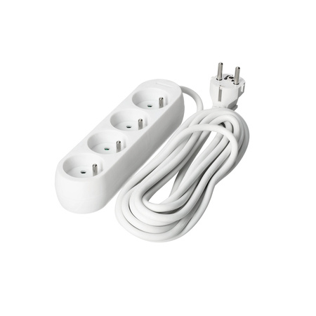 Verlängerungskabel Stecker 4 x geerdete Steckdose Steckdosenleiste 5m weiß Linea Kobi