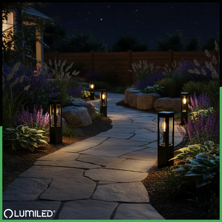 Gartenleuchte E27, Außenstehleuchte Pollerleuchte 50cm TILIA LUMILED