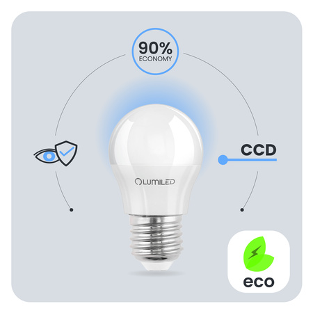 6x LED Lampen E27, Glühbirne P40 10W = 75W 1055lm 180° 6500K kalt LUMILED