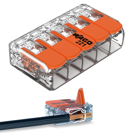 WAGO 221-415 Quick Connect Installationsverbinder für KABEL 5x0,2-4mm