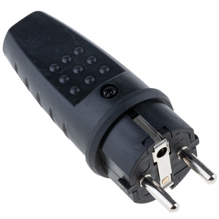 Gummi-Netzstecker 16A 230V IP44 gerade mit Erdung hermetischer Uni-Schuko